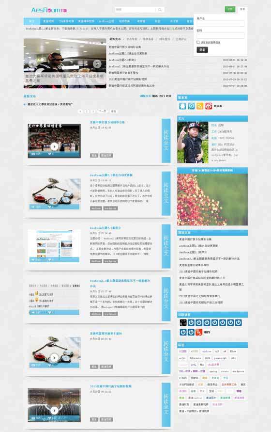 wordpress cms主题：经典AesRoom2.2版主题